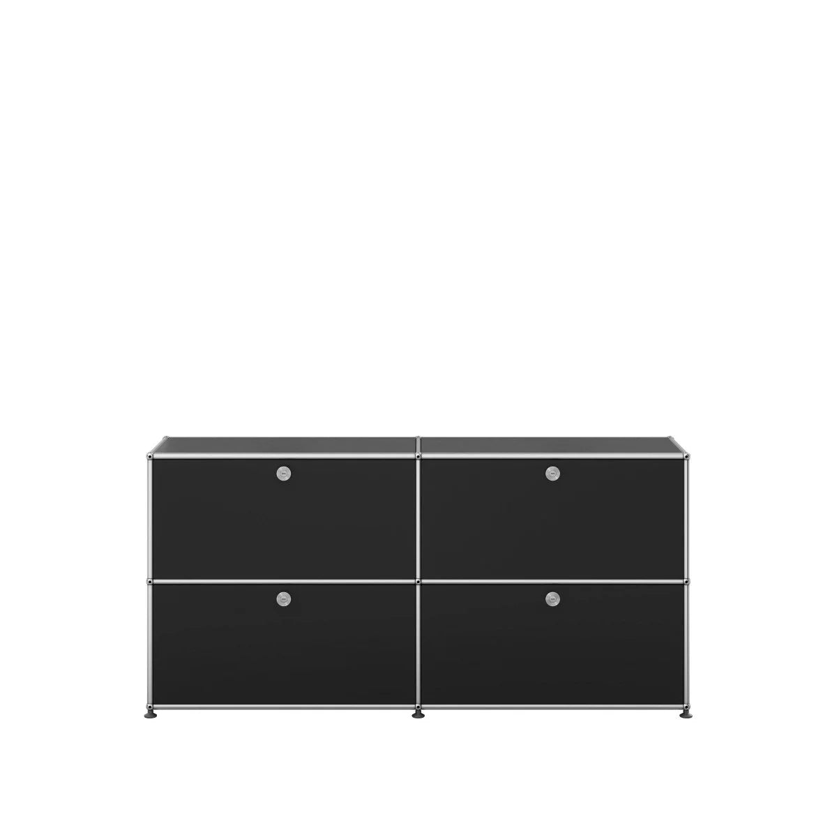 USM Haller Sideboard in Schwarz mit vier Klapptüren für stilvolle Aufbewahrung