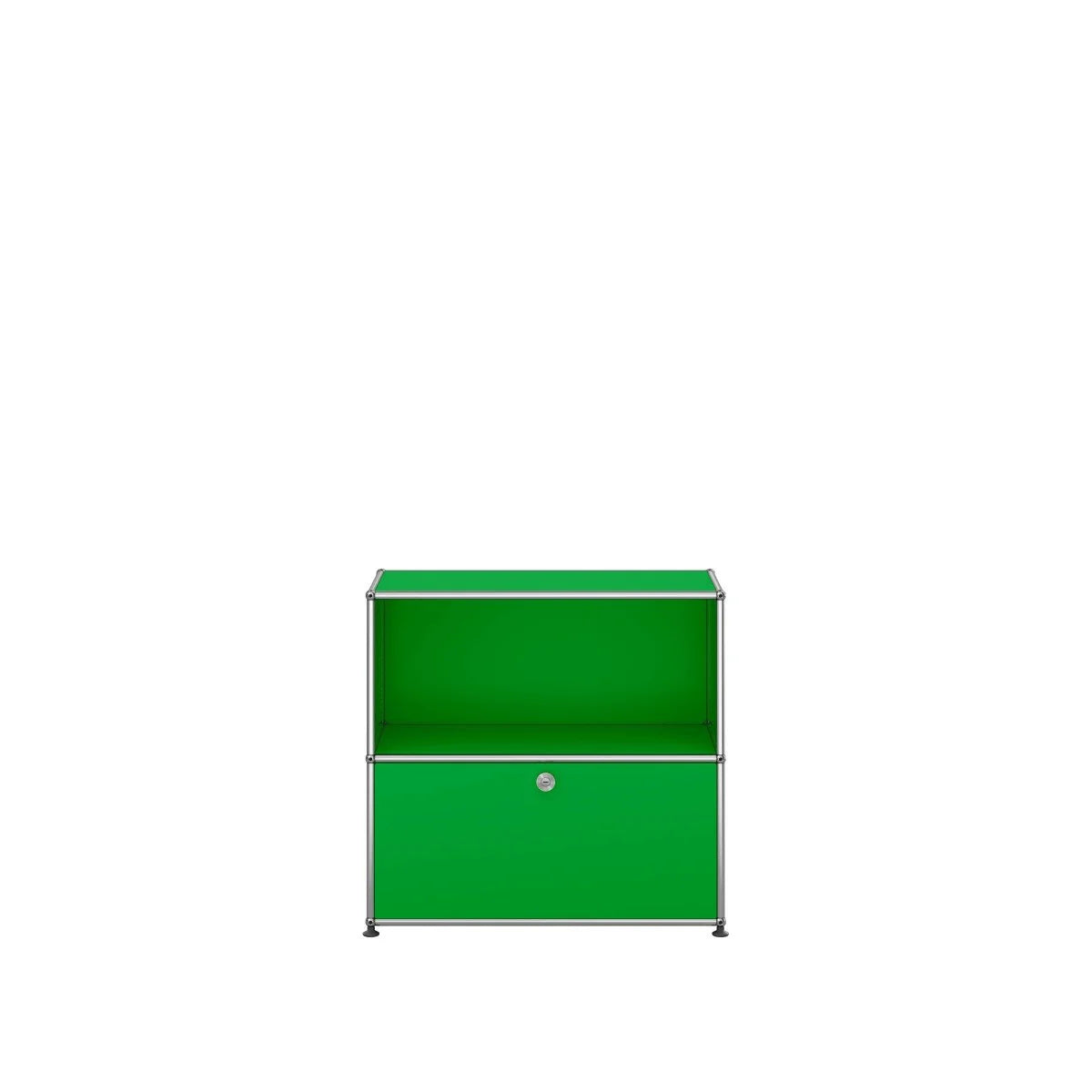 USM Haller Sideboard in Grün aus pulverbeschichtetem Metall, kompakter Stauraum für Akten und Accessoires