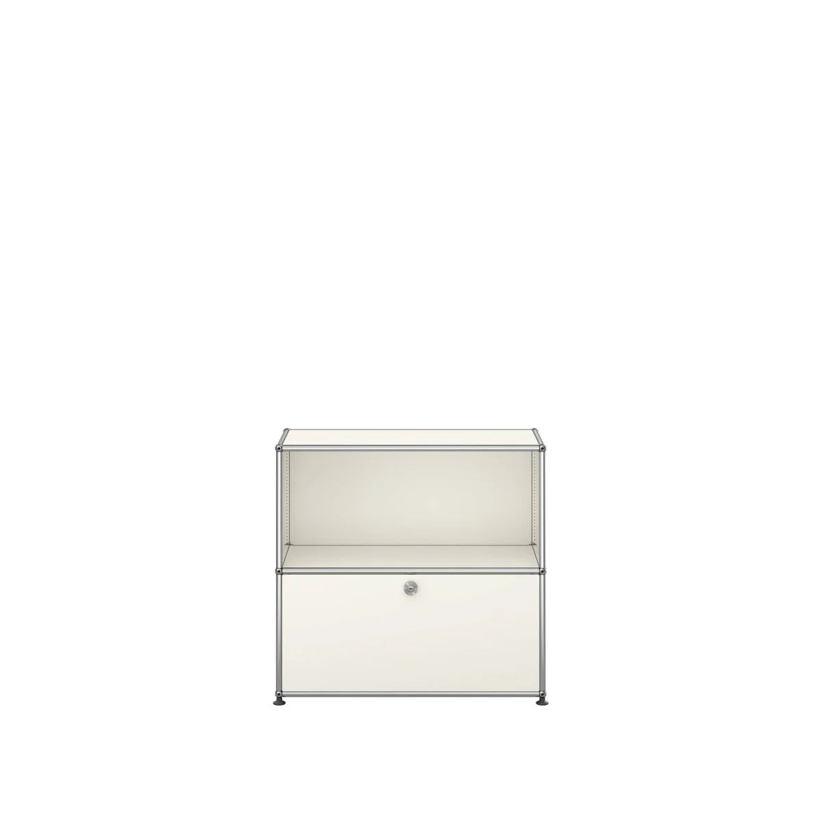 USM Haller Sideboard in Reinweiß, minimalistisches Design mit offenem Fach und Klapptüre