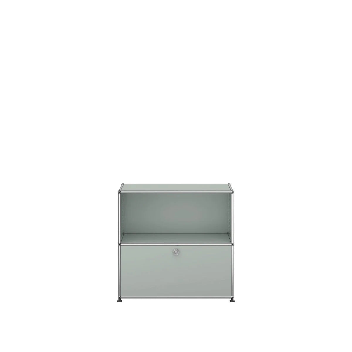 USM Haller Sideboard in Lichtgrau, kompaktes Metall-Sideboard mit klaren Linien