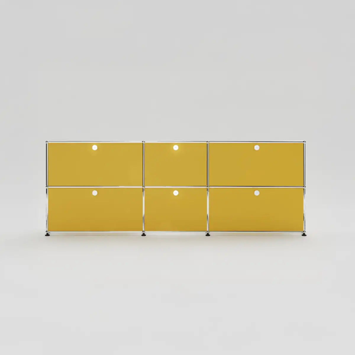 Gelbes USM Haller Sideboard mit 6 Klapptüren Studioaufnahme