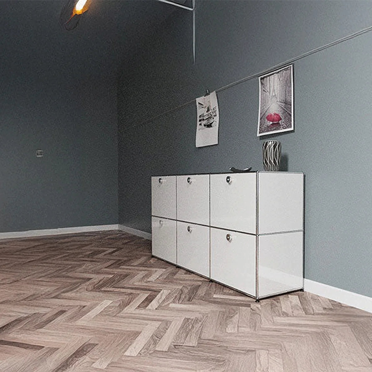 USM Haller Sideboard in Weiß im Wohnzimmer