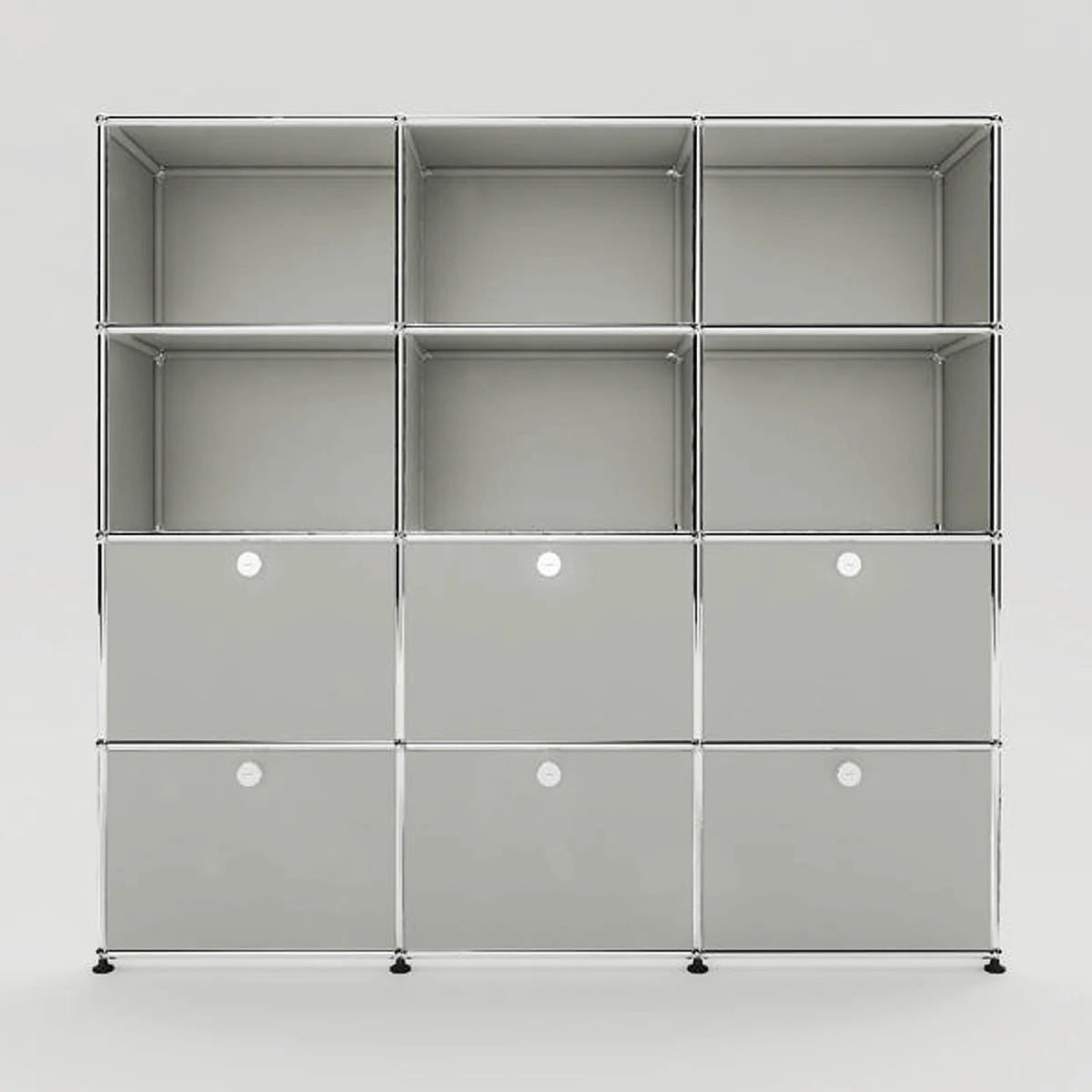 Freisteller USM Haller Highboard 3x4, Weiss, pulverbeschichtetes Metall, 6 Klapptueren