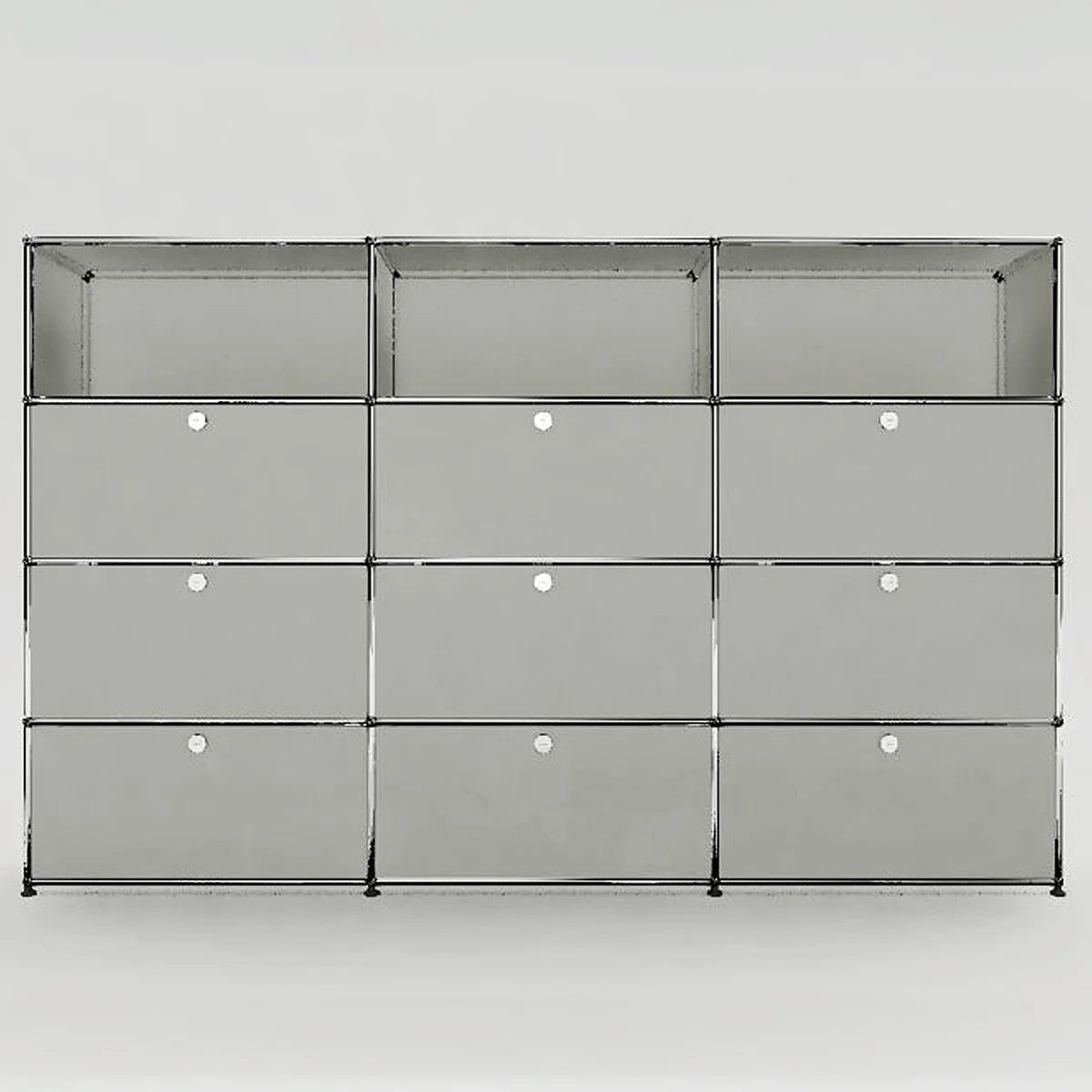 USM Haller Highboard in Hellgrau, pulverbeschichtetes Metall,