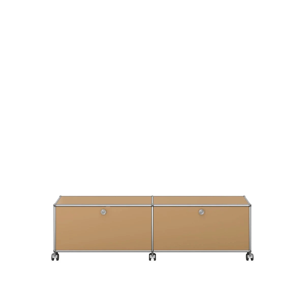 USM Lowboard in Beige, zwei Klapptüren, rollbare Ausführung
