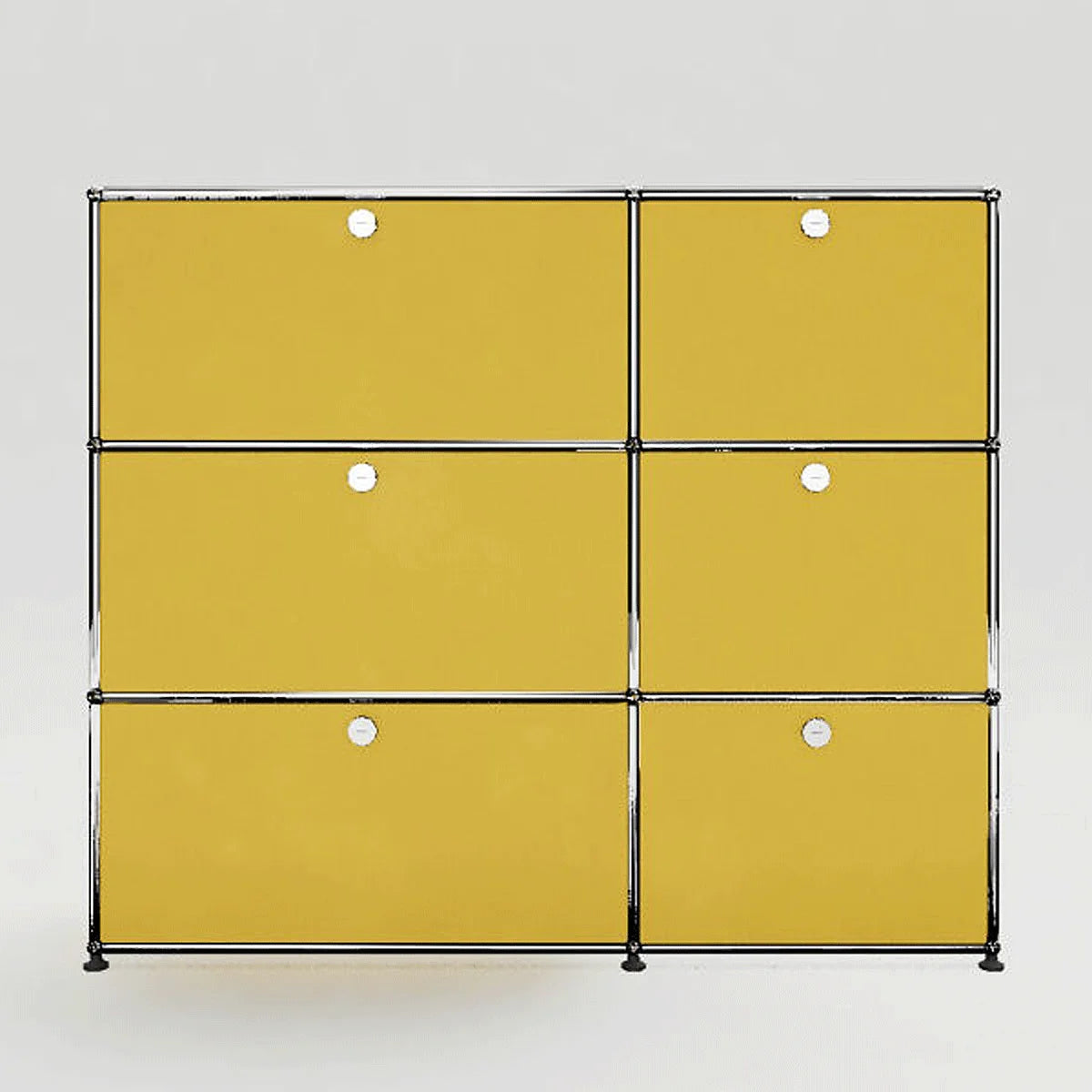 USM Haller Sideboard in Gelb aus pulverbeschichtetem Metall, 6 Klapptueren