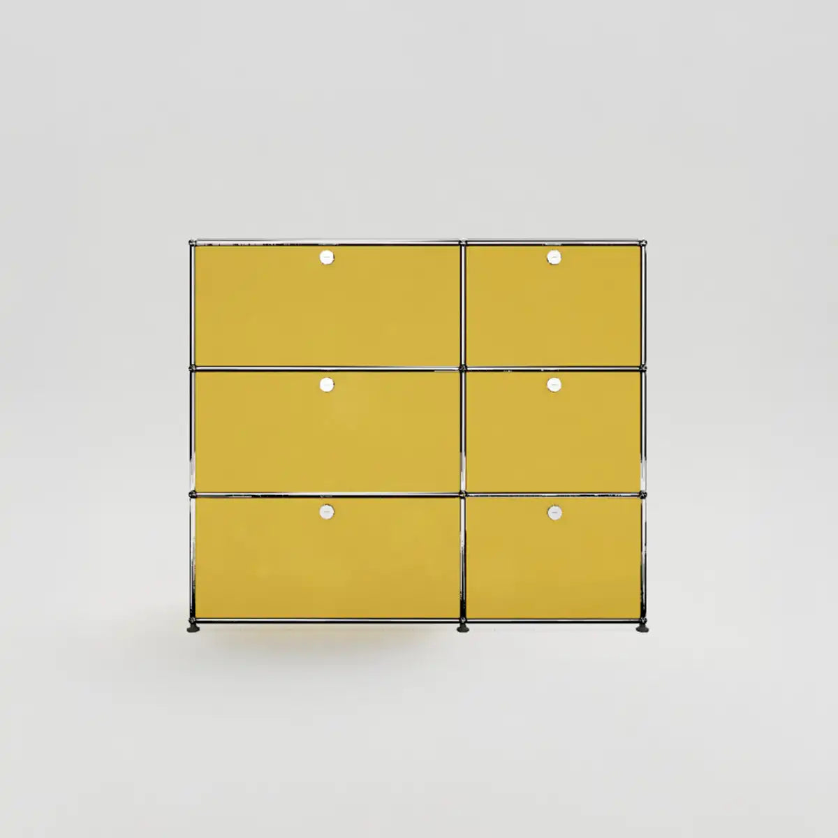 USM Haller Sideboard in Gelb aus pulverbeschichtetem Metall, 6 Klapptueren
