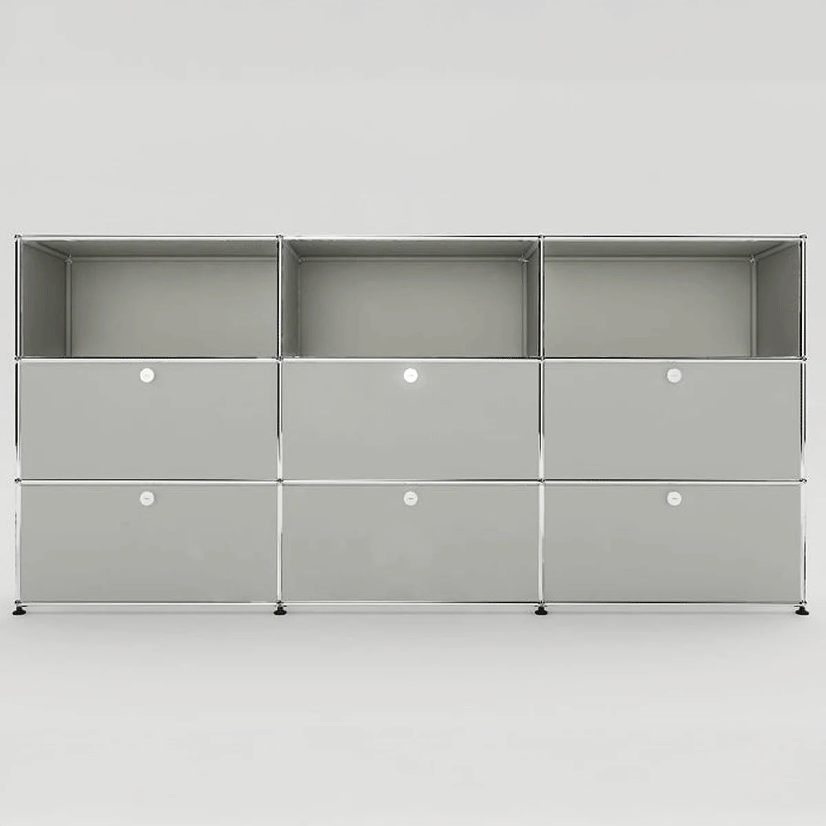 USM Haller Highboard Lichtgrau mit sechs Klapptüren – ideal für Büro und Wohnzimmer