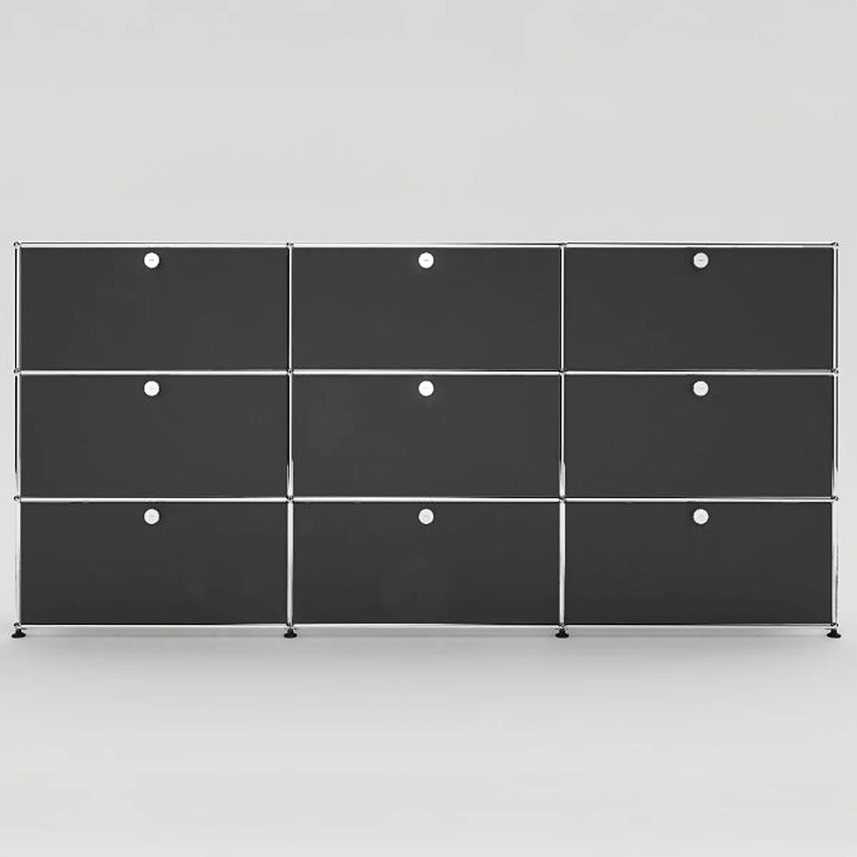 USM Haller Highboard 3 Breit 3 Hoch 9 Klapptüren in Anthrazit, Frontansicht
