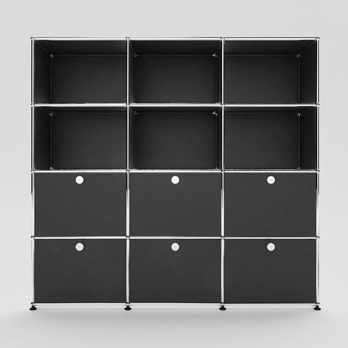 USM Haller Highboard 3x4 in Schwarz, modulare Faecher, 6 Klapptüren