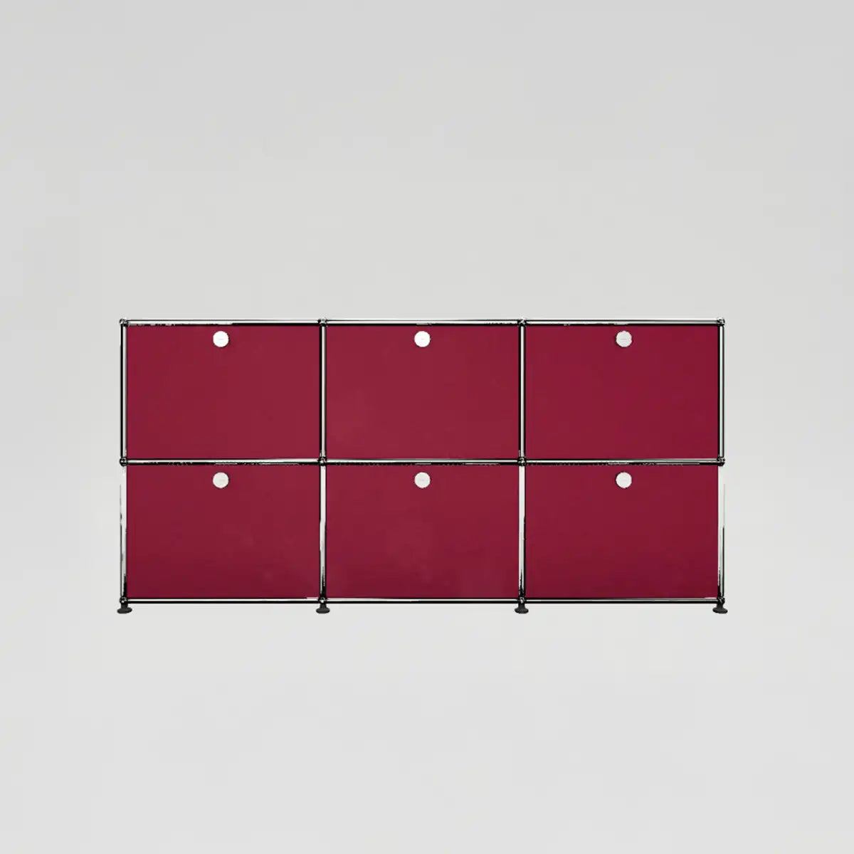 USM Haller Sideboard in Weinrot mit sechs Klapptüren für stilvolles Interieur