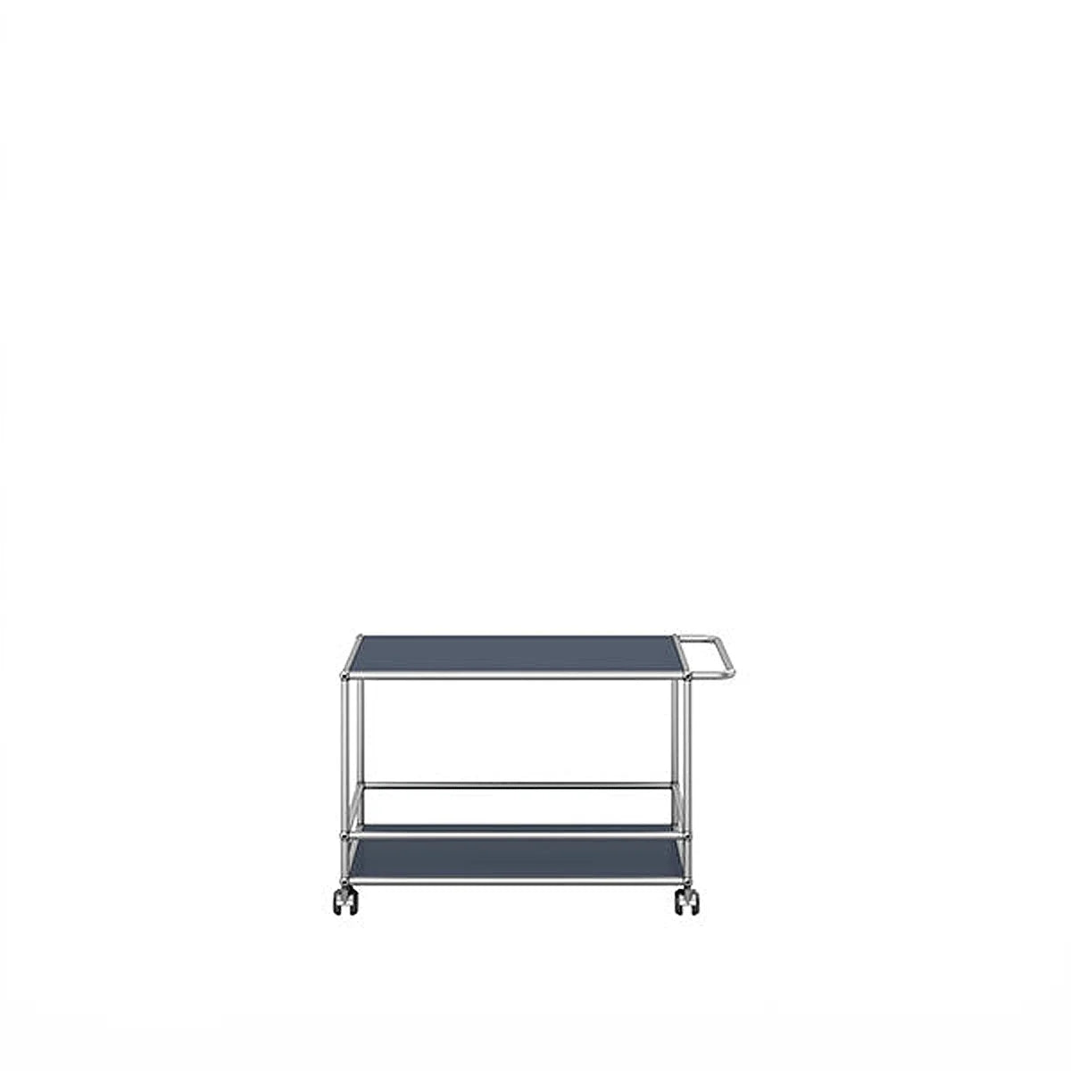 Servierwagen in Anthrazit, kompakt B 75 × T 50 × H 68 cm, hochwertiger Chromrahmen