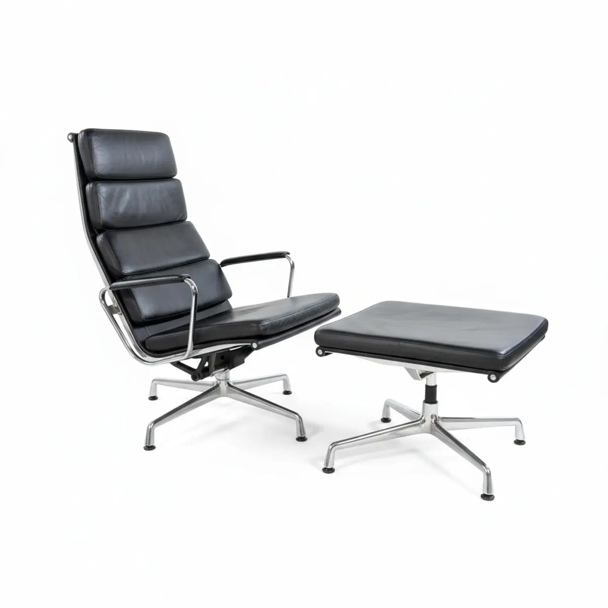 Vitra Softpad Chair EA 222 + 223 Leder, schwarz
