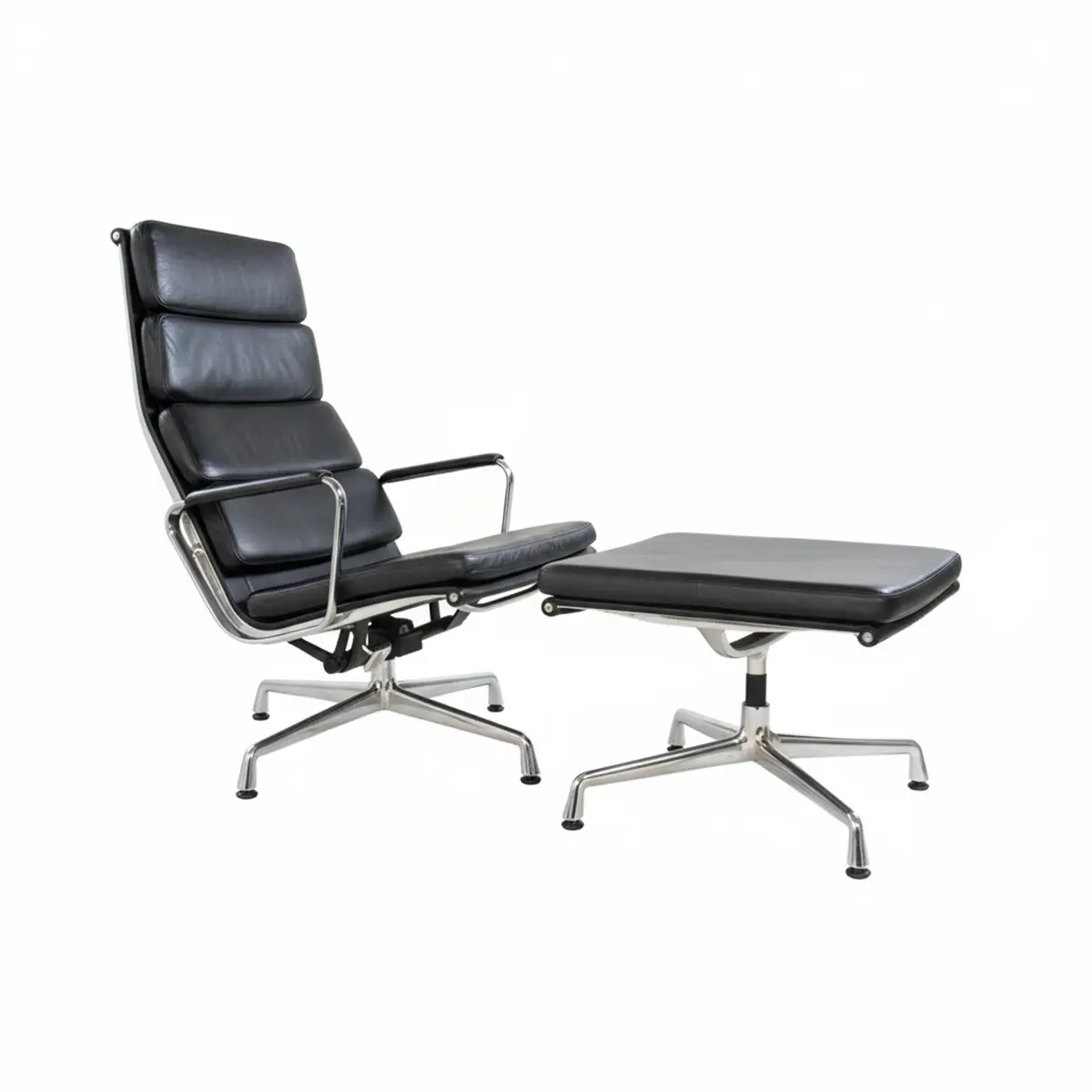 Vitra Softpad Chair EA 222 + 223 Leder, schwarz