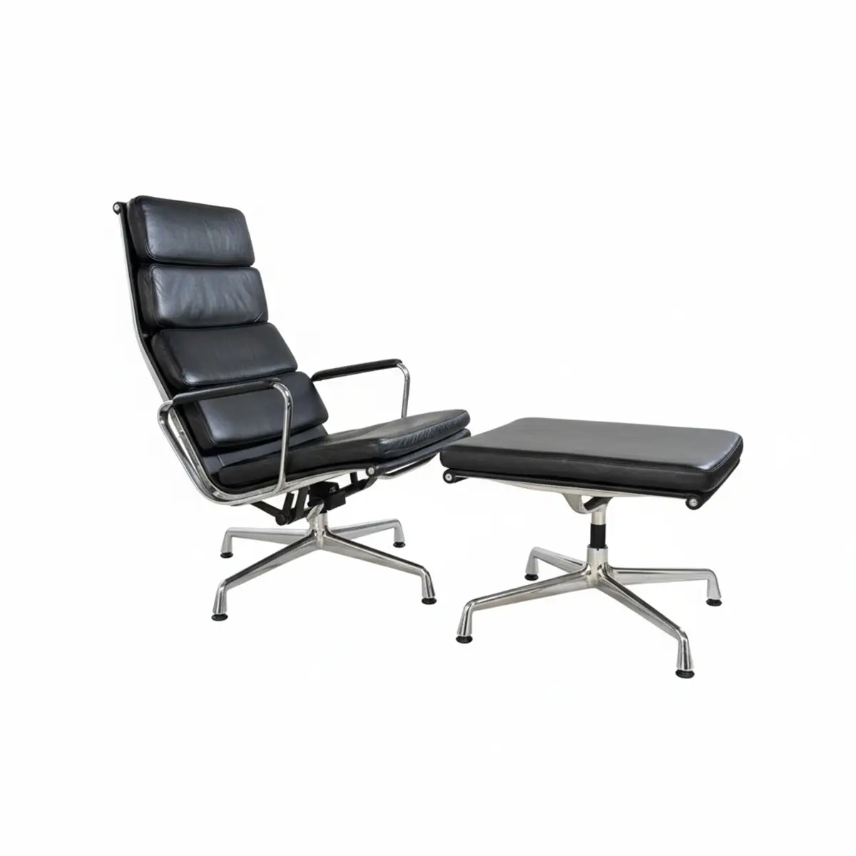 Vitra Softpad Chair EA 222 + 223 Leder, schwarz