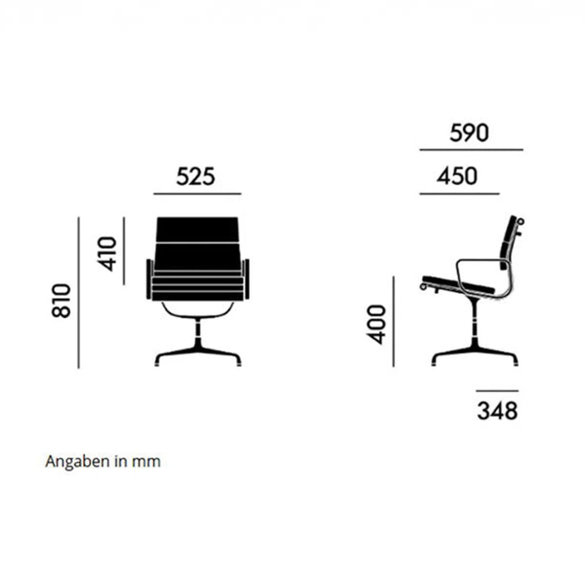 Infografik Vitra Alu-Chair EA 208 Leder, schwarz