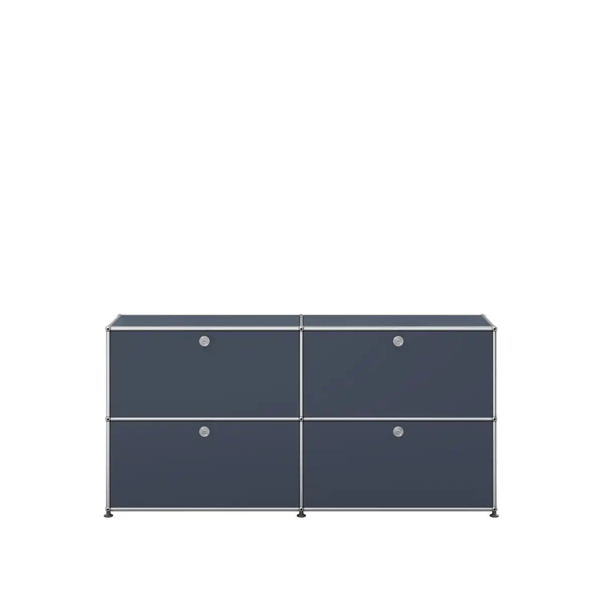 USM Haller Sideboard in Anthrazit mit vier Türen aus pulverbeschichtetem Metall