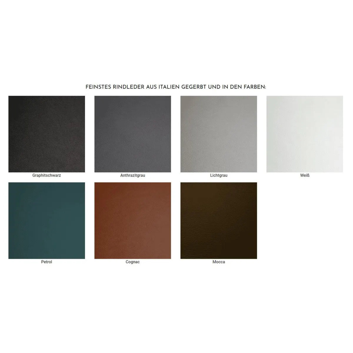 Verschiedene Farben von Leather on Top vor weißen Hintergrund.