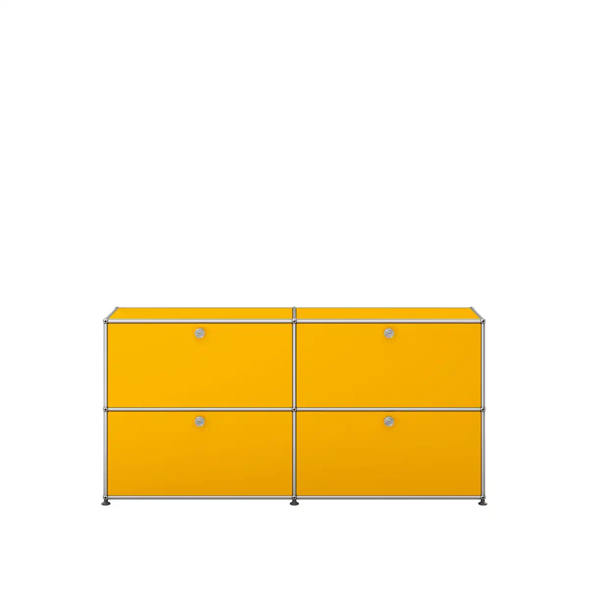 USM Haller Sideboard in Goldgelb mit vier Klapptüren für stilvolle Aufbewahrung