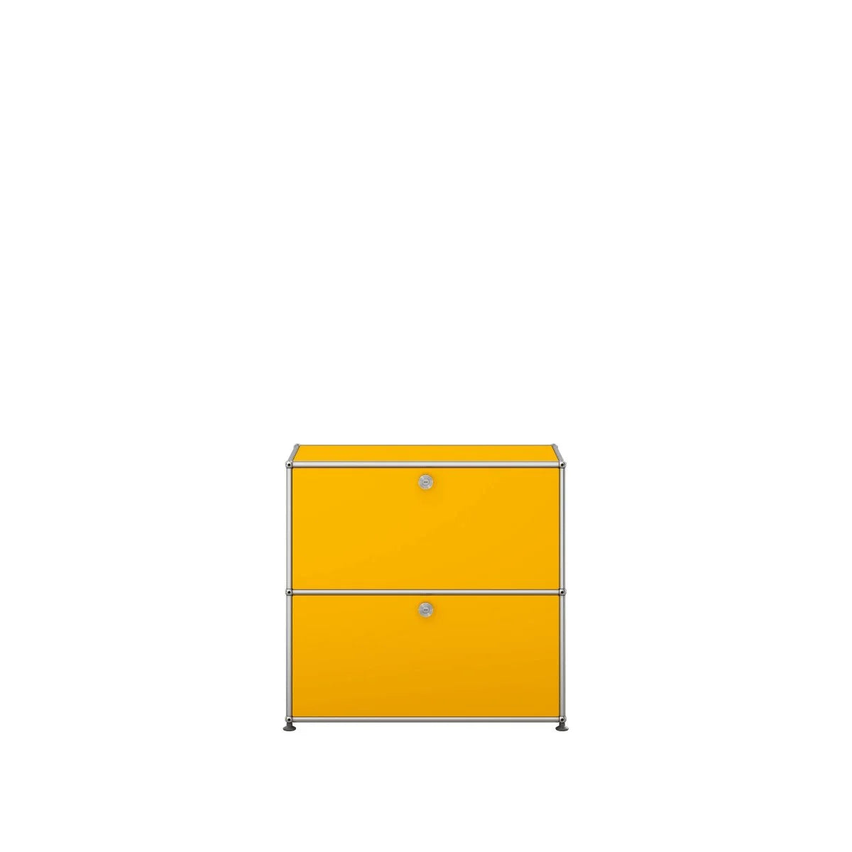 USM Haller Sideboard in Gelb mit zwei Klapptüren, farbiger Blickfang für kreative Studios