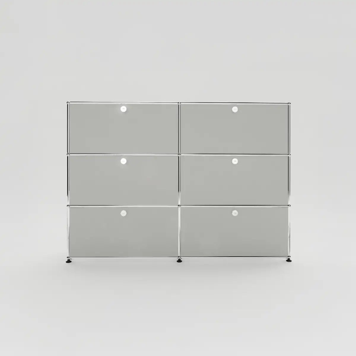 USM Haller Sideboard in Grau mit 6 Klapptüren, minimalistische Frontansicht