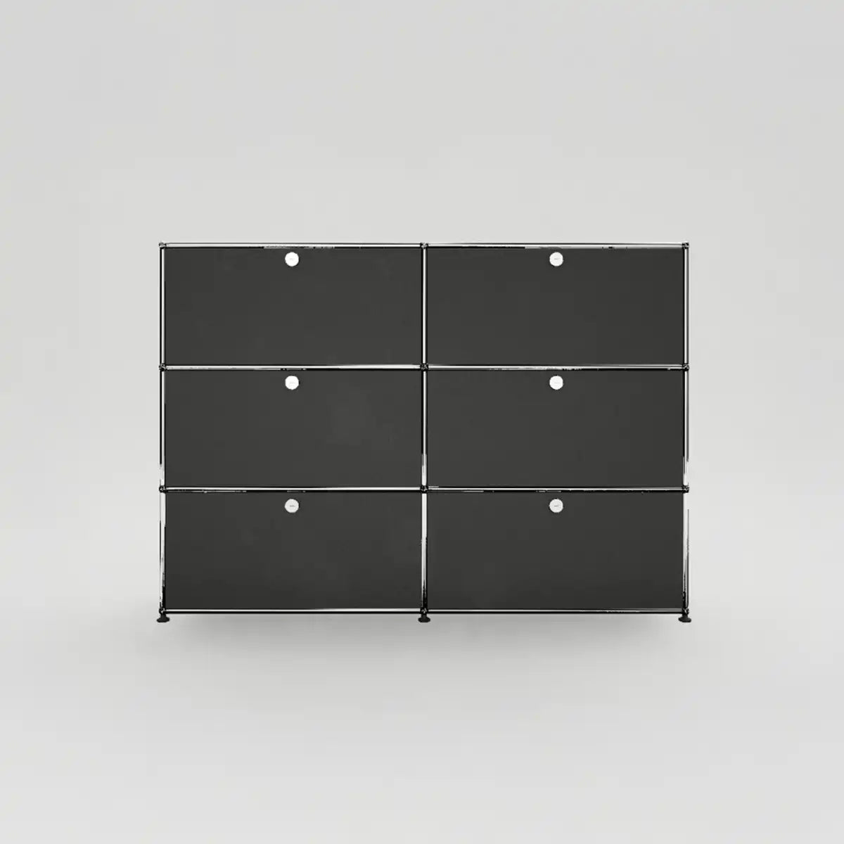 USM Haller Sideboard in Anthrazit mit verchromten Details und 6 Klapptüren