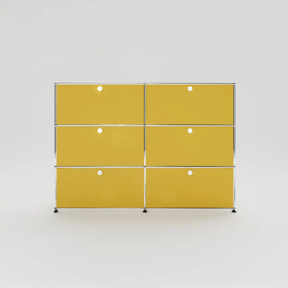 USM Haller Sideboard in Gelb mit glänzender Oberfläche und 6 Klapptüren