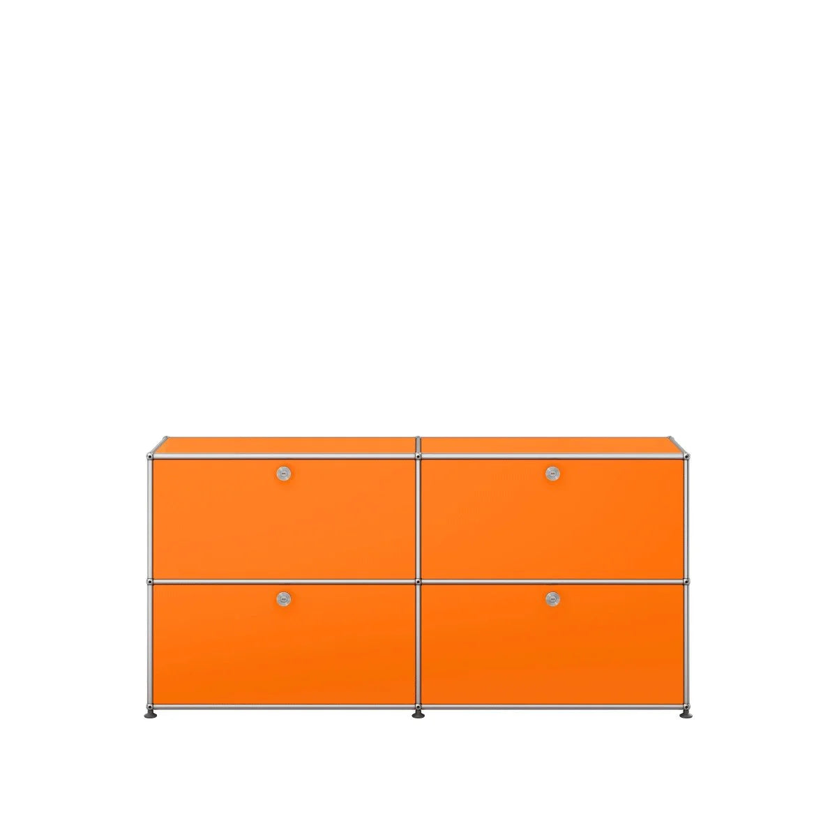 USM Haller Sideboard in Reinorange mit vier Türen aus pulverbeschichtetem Metall