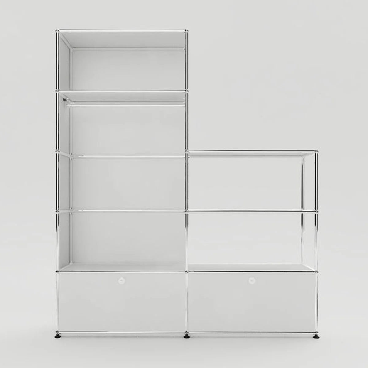USM Haller Garderobe II aus pulverbeschichtetem Metall mit offener und geschlossener Aufbewahrung