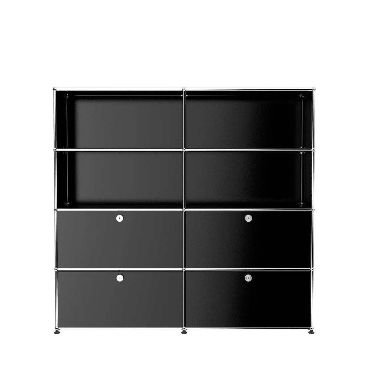 USM Haller Highboard 2 Breit 4 Hoch 4 Klapptüren Schwarz – Frontansicht