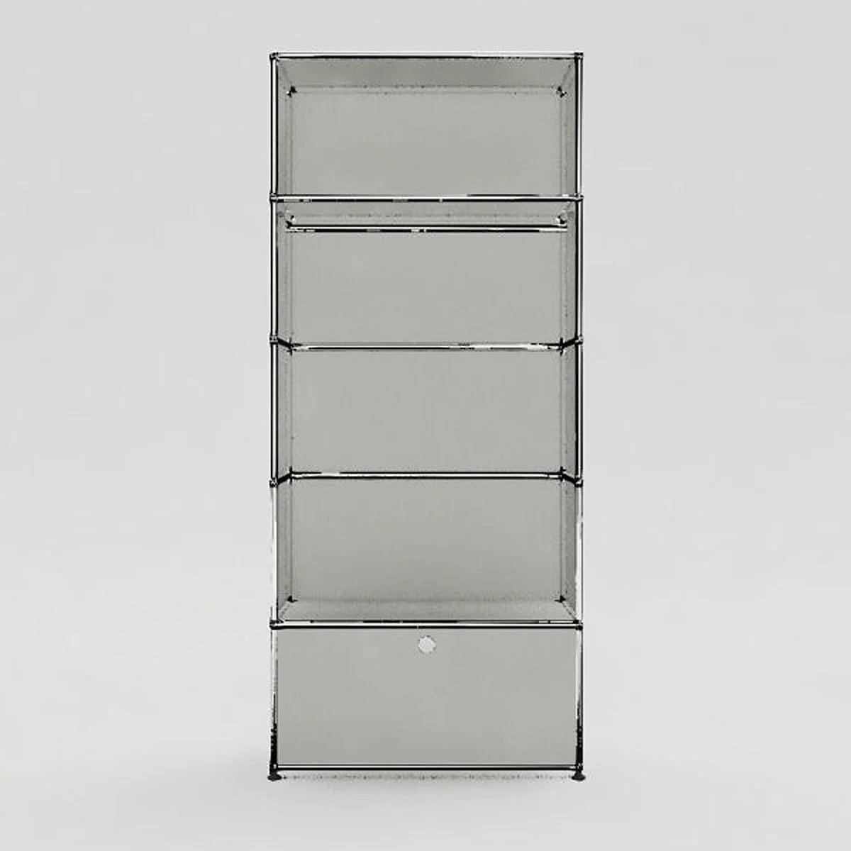 Elegante USM Haller Garderobe I in lichtgrau mit vier offenen Fächern und Stauraum