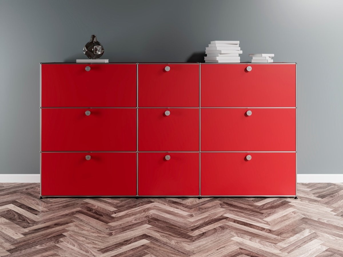 USM Haller Highboard 3 Breit / 3 Hoch / 9 Klapptüren, Mittig 50 cm