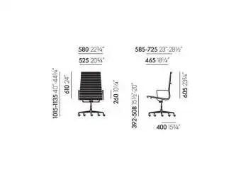 Vitra Charles & Ray Eames Alu Chair Mod. EA 119, hoher Rücken, Sitzbezug hopsak schwarz 