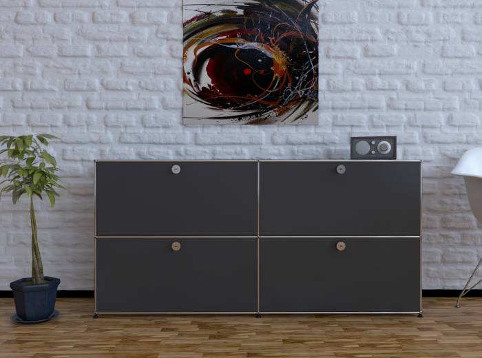 USM Haller Sideboard 2 Breit / 2 Hoch / 4 Klapptüren, anthrazitgrau