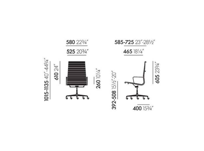 Vitra Charles & Ray Eames Alu Chair Mod. EA 119, hoher Rücken, Sitzbezug hopsak schwarz 