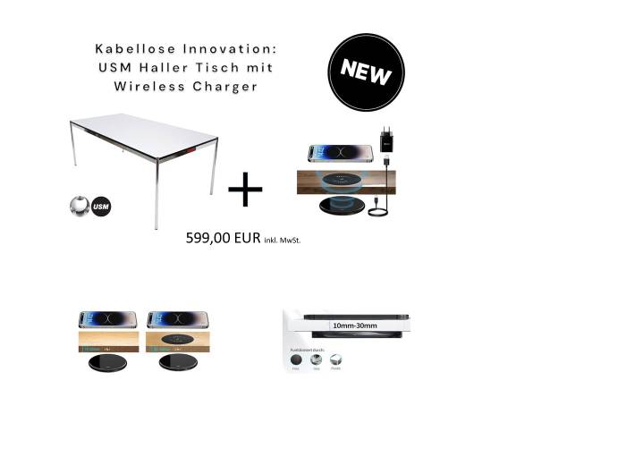 Kabellose Innovation: USM Haller Tisch 175x100 mit Wireless Charger